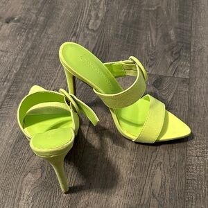 Wild Diva Neon Green Strappy Heels